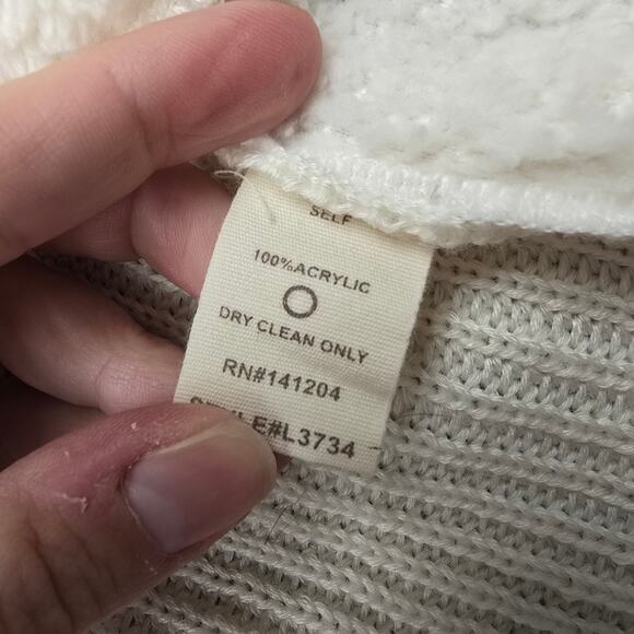 Women's Hem & Thread Off-White Fleece & Knit Open Front Vest | Size M/L - Picture 9 of 9